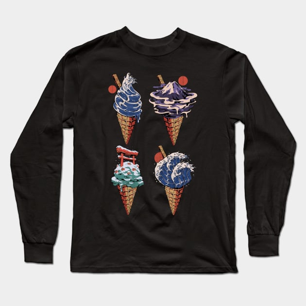 Japanese Ice Creams Long Sleeve T-Shirt by Ilustrata